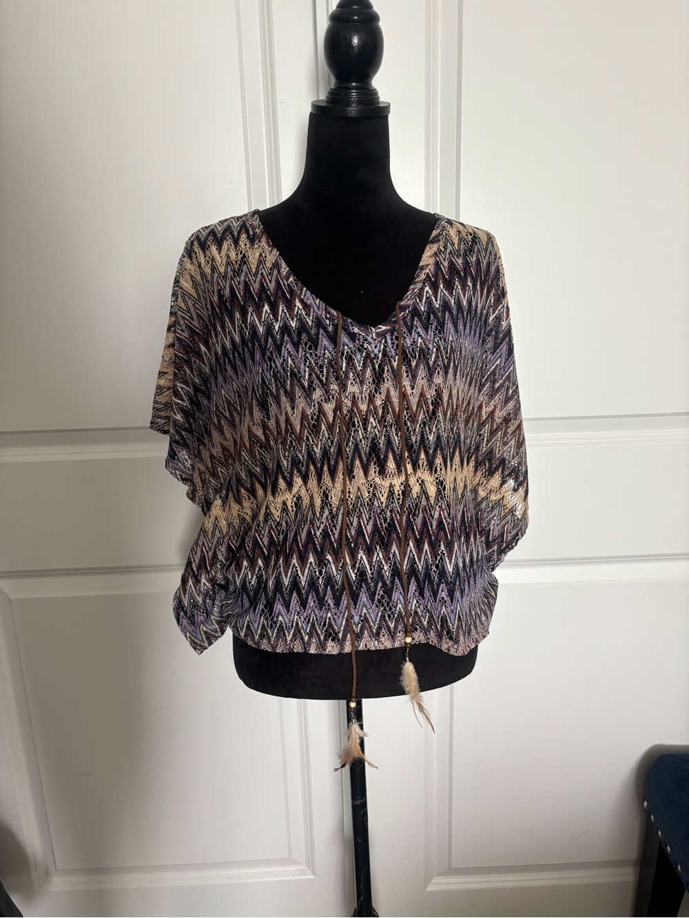 julie's closet Multicolor Chevron Top in Purple and Tan
